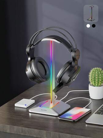 Soporte para auriculares de juego con iluminación RGB y expansión de tipo C