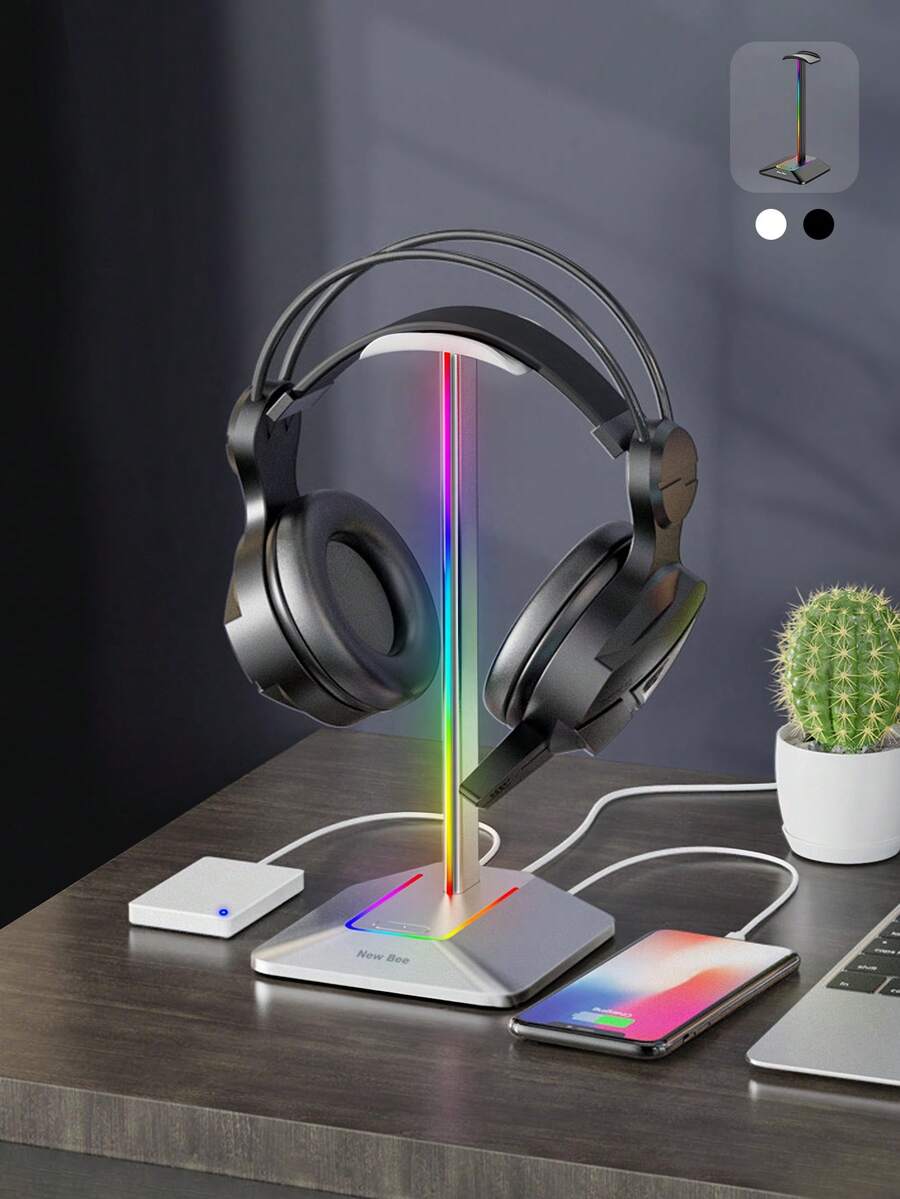 RGB Lighting Gaming Headphone Stand With Type-C Expansion Headphone Holder - Multicolor - View 1