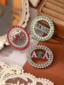 1pc Women Brooch Pin, Elegant Hollow Greek Letter Pattern Color Block , Daily Versatile Gift,Suitable For Daily Commuting, Holiday Parties Brooches, Christmas Gifts, Holiday Gifts Preferred - Brooch - View 10