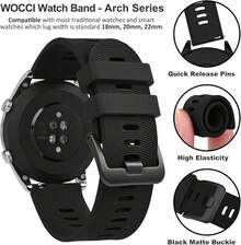 Smart Watch Strap - Black (Black Buckle) - View 5