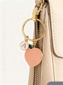 Personalized Peach Keychain Gift For Girls Bag Charms Car Teacher Friend Sister Gift Ideas - Pink Peach - View 8