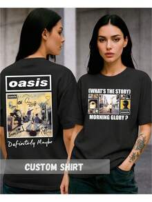Unisex Vintage Oasis Rock Band T-Shirt - Definitely Maybe Album - Fan Shirt - Show In Brazil - Live Tour - màu đen - Xem 2