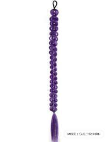 Purple Long Straight Synthetic Hair Extension, Elastic Hair Tie For DIY Braiding, Synthetic Braiding Extension, Kanekalon Wig, Solid Purple Hair, Expo City - Multicolor - View 4