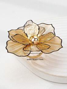 1 buah Cincin Bunga Emas Elegan, Cincin Wanita dengan Desain Kelopak Enamel, Hadiah Hari Valentine - Emas - View 3