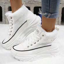 2025 Winter Fashion New For WomenSnow Boots, Plush Cute Plush Thick Bottom Lace-Up For Women Snow Boots,Ankle Boots.Women's Short Plush Lined Snow Boots - Anti-Slip & Perfect For Outdoor Winter Boots For Women - 白色 - 查看 2