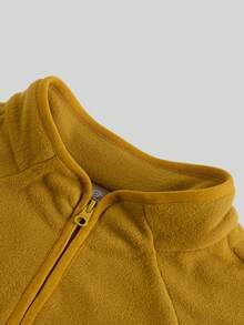 TECTOP Women's Reversible Fleece Pullover, Long Sleeve T-Shirt, Suitable For Outdoor Cold Winter, Hiking Camping Base Layer, Half-Zip Stand Collar - Mustard Yellow - View 7