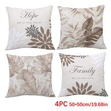 4 vỏ gối hình lá hình học kaki tối giản hàng ngày & "Gia đình hy vọng", nhung đào mềm in một mặt, kích thước 45*45/50*50/40*40CM dùng trang trí nhà cửa, tiệc tùng, làm quà tặng - Nhiều màu - Xem 13