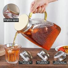 Fridge Door Glass Pitcher With Stainless Steel Lid - 60oz (1.8L) Large Borosilicate Carafe | Heat & Cold Resistant Carafe With Handle, Dishwasher Friendly | Perfect For Cold Brew, Iced Tea, Lemonade, Coffee & More - Clear - View 9