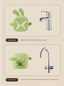 1个U型水龙头延长器，卡通水龙头延长防溅罩，适用于浴室和厨房 - 彩色 - 查看 4