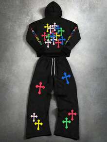 Men's 2-Piece Casual Streetwear Set Portrait Letter Print Cozy Hoodie & Sweatpants Perfect Christmas Gift - MED-CLWYTY03 - Xem 2