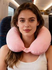 Black Travel Neck Pillow, Best Memory Foam Airplane Pillow For Head Support Soft Adjustable Pillow For Plane, Car & Home Recliner Use Travel Rest Supplies Travel Items Sleep Help Vacation Accessories Holiday Comfortable Sleepers For Travel Camping Office Accessories Travel Plane - màu đen - Xem 7