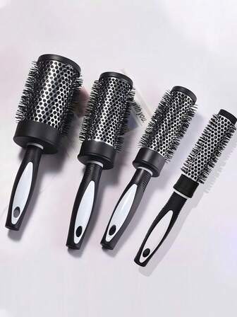 1 st keramisk lockborste, värmetålig luftkam i aluminium, plattborste för hårstyling, professionell lockborste i aluminium, rosa/blå/rosa och vit färg, antistatisk hårborste, skapar perfekt föningseffekt, lämplig för alla hårtyper, unisex, lämplig för normalt hår, kan användas i vått eller torrt hår