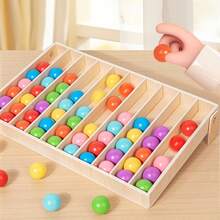 3-6 Years Old Kids Wooden Colorful Ball Sorting Game, Color Categorization Cognitive & Hands-On Ability Training, Sorting Toy, Christmas Gift - Multicolor - View 8