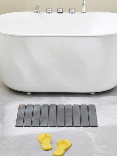 SoBuy Badrumsmatta i sten, kiselgur, superabsorberande, halkfri, lätt att rengöra, lämplig för badrum, kök, sovrum, grå, 59 x 39 cm, SDA10-HG