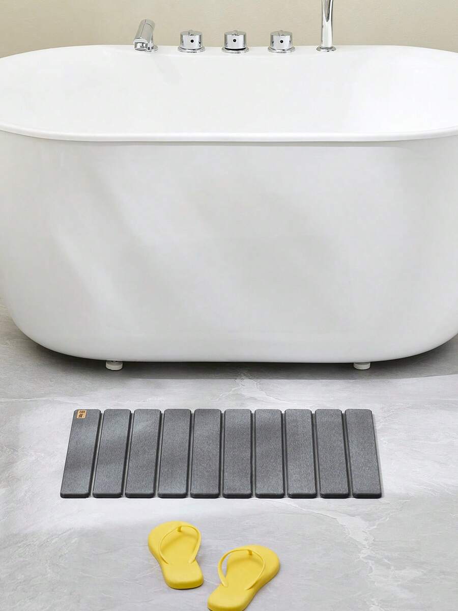 SoBuy Stone Bath Mat Diatomaceous Earth Shower Mat Super Absorbent Non-Slip Easy To Clean Suitable For Bathroom Kitchen Bedroom Gray 59 X 39 Cm SDA10-HG