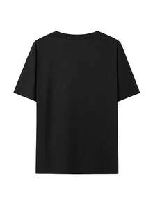 Summer Bestsellers [High Rating Halloween] Hip-Hop Top Quick-Drying Function Plus Size T-Shirt Lightweight And Comfortable Fashion T-Shirt Loose Fit Solid Color Printed T-Shirt Relaxed And Comfortable Men's White T-Shirt Rich And Colorful Loose T-Shirt Non-Fading Youthful Atmosphere Supple - màu đen - Xem 2