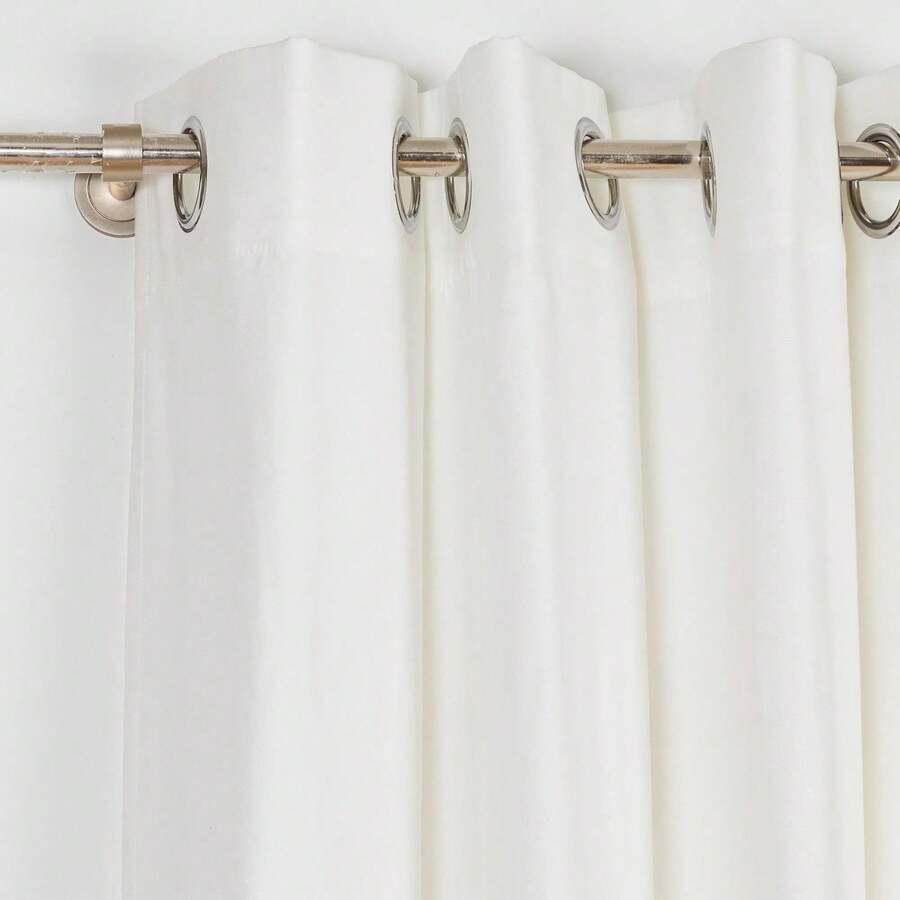 Tramas+ 純白色遮光窗簾，臥室和客廳的理想之選，隔熱防曬，保護隱私，觸感柔軟，類似皮革的紋理，有 140x260cm 和 140x300cm 兩種尺寸可選，銀色金屬孔眼，優雅的顏色增添魅力，單幅，非常適合部分遮光。 - 白色 - 查看 1