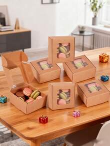 12/6pcs Soap Boxes For Homemade Packaging, Small Kraft Paper Snack Boxes With Window Display, For Candy, Bread, Soap Making, 3.7 X 2.6 X 1.4 Inches (Brown)