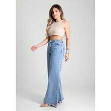 Calça Jeans Sawary Extra Wide Leg - 281604 - Azul - Visão 3