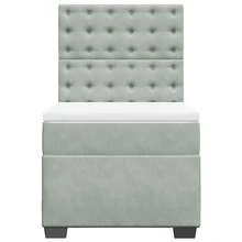 vidaXL Letto a molle con materasso grigio chiaro 90x200 cm in velluto - Grigio - Visualizzare 4