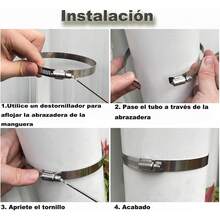 Abrazaderas Para Manguera de Acero Inoxidable 304 Ajustables,Paquete de 4 Clips de Manguera de Acero Inoxidable (91-114MM) - 289-311 mm - Ver 3