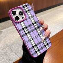 Purple Plaid Pattern Phone Case Compatible With Samsung Phone Cases  17  16 Pro Max  15 Pro Max  13 And  12 Made Of TPU Material Providing Shock And Drop Protection With A Chic And  Design Making It A Perfect Gift For Family Friends Loved Ones And Significant Others - Purple - View 3
