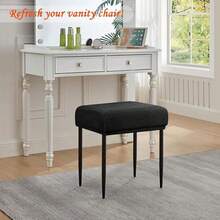 Levoberg Bar Stool Cover Rectangle Stretch Counter Height Barstool Slipcovers Rectangular Vanity Stool Cover Kitchen Counter Saddle Seat Cover For Wooden Metal Bench Set Of 2 Black,2Pack,Black - Black - 查看 4