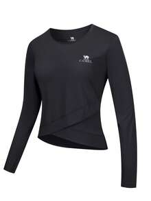 CAMEL CROWN Women's Quick-Dry UV Protection Long Sleeve Rash Guard Swimwear Top, Black - Black - View 7
