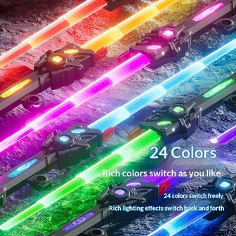 24 färger infällbart, dubbelbladigt galaktiskt gravitationsteleskopssvärd, 360° fingertoppsroterande lysande svärd, ljud- och ljusaktiverat svärdleksak, 24 färgers ljuseffekter, enkel-/dubbelhuvad brytare, PK Real Hit ljudeffektsvärdleksak, fingerleksak, blinkande lysstav, festkostymrekvisita - överraskningspresent - födelsedagspresent - julklapp - påskpresent - nyårspresent