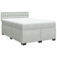 vidaXL Letto a molle con materasso grigio chiaro 140x190 cm in velluto - Grigio - Visualizzare 2
