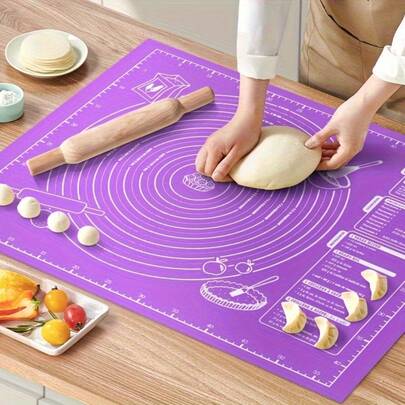 Food GradePlasticRolling Mat With Measuring Tool Non Slip Kneading Mat, Easy To Clean Non Stick Baking Mat ReusableBakingUtensil