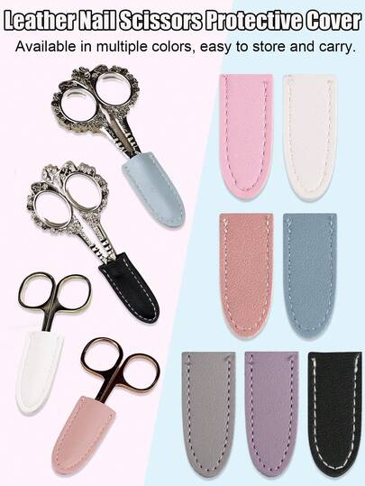 3/2Pcs Nail Scissors Tool Protective Cover, PU Material, Nail Tool Storage And Protective Cover, Portable Leather Protective Cover, Suitable For Various Scissors, Nail Clippers, Tweezers And Other Tools, Suitable For Nail Salons And Home Use. DIY Nail Salon Tools (Cover Only, Scissors Not Included)