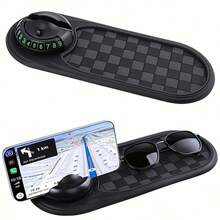 2025 New Multifunctional Car Dashboard Anti-Slip Mat With Temporary Parking Number, Universal Rotatable Car Anti-Slip Mat Phone Holder, Auto Accessories, Dashboard Organizer, Compact Design, Fashionable Car Accessories, Plastic, Car Storage Box, For Drivers And Commuters - Multicolor - View 9