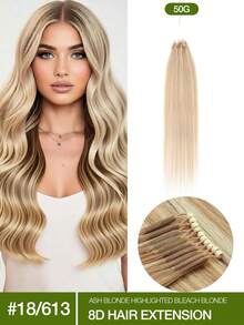 50g 8D Nano Bead Hair Extensions, Invisible Seamless Micro Ring Real Human Hair Extensions, Micro Bead Straight Hair Extensions, Invisible Mini Silicone Bead Easy To Install, Natural Straight, Perfect For Length Adding And Natural Straight Hair Texture Creation - Multicolor - View 19