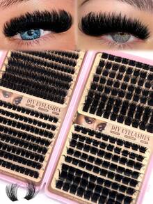 300D/200D/160D/100D High Capacity Eyelash Book, 432pcs Thick & Fluffy Wispy Faux Mink Lashes, 0.07mm D Curl, 10-16mm Mixed Length, Natural Soft Eyelash Extension Makeup, Suitable For Any Style, Reusable - D - 查看 1