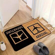 1pc Airplane Arrival/Departure Pattern Doormat - Absorbent Polyester Flannel Mat With Non-Slip PVC Backing, Quick Drying, Suitable For Entryway, Kitchen, Bathroom - Durable And Easy To Maintain Home Decor Rug - Multicolor - View 6
