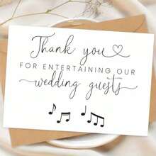 1 Pc Wedding DJ Appreciation Card With Thank You For Entertaining Our Wedding Guests Message Elegant Musical Notes Design Perfect For Wedding Receptions DJ Services As Thank You Card Greeting Card With Envelope - 彩色 - 查看 3