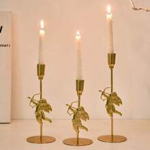 1pc Gold/Black Angel Iron Metal Candlestick Holders, Vintage Candle Stands For Dining Table, Fireplace, Wedding & Dinner Parties Decor - Perfect For Home, Party, And Holiday Decorations, Ideal For Valentine's Day Anniversary, Without Candles - Multicolor - View 7