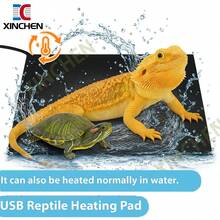 10W Reptile Heating Pad Tank Warmer With Temperature Control, Power Adjustment Under Terrarium Heater Heat Mat For Reptiles Turtle, Tortoise, Snakes, Lizard - Black - View 2
