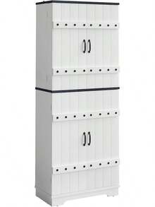 72" Farmhouse Kitchen Pantry In Antique White, Wooden Cupboard With Drawer And Adjustable Shelves, Tall Organizer Storage Cabinet For Kitchen Or Dining Room - 古董白 - 查看 8
