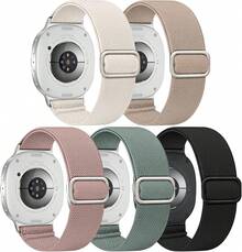 5 Paquetes de Bandas Elásticas Compatibles con Watch 8 6 5 4 FE Banda 40mm 44mm 45mm/Watch 8 Classic 6 4 42mm 46mm 43mm 47mm/Active 2, Correa Deportiva de Nylon Elástico Resistente al Agua de 20mm - Starligh/Té con leche/Rosa/Cactus/Negro - Ver 12