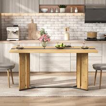 Scandinavian Style Wooden Dining Table, 150 Cm, Oak Finish, 2.8 Cm Thick Top, Non-Slip Pads, Waterproof And Scratch Resistant, Ideal For The Living Room, Kitchen Or Dining Room. - Camel - View 5