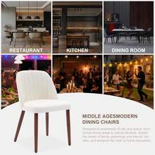 mteryoing Modern Upholstered Dining Chair - Scalable Set Of 2/4/6/8, Padded Fabric Seat & Wood Legs For All-Day Comfort In Kitchen, Restaurant & Cafe - Beige-set of 4 - 查看 9