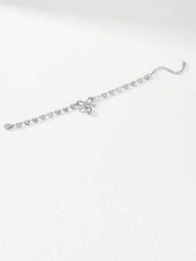 1件时尚18K镀金不锈钢心形蝴蝶结吊坠手链，日常佩戴礼物，适合送给朋友、节日和生日 - 愛心 - 查看 5