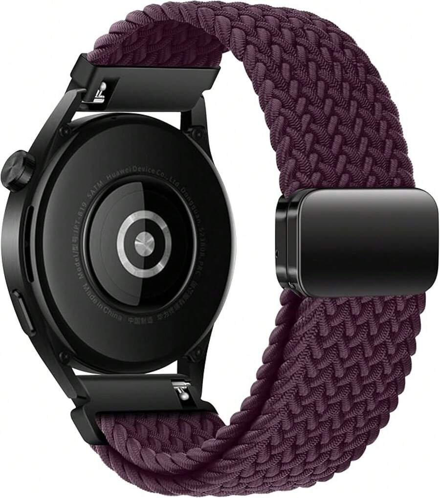 Correa Deportiva Trenzada Compatible con Watch Band/FE/6/5/4/3 y Watch 5 Pro y 6/4 Classic y Gear S3/S2, correa de reloj de 20mm y 22mm para Watch de 47mm 46mm 45mm 44mm 40mm 43/42/41mm - Cereza morada - Ver 1