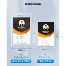 KTRIO - Paquete de 2 soportes resistentes para tarjetas de identificación de acrílico transparente con orificio para el pulgar de fácil acceso para estudiantes, enfermeras y oficina, vertical - 2 piezas | Actualizar - Ver 6