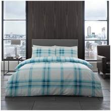 VELVETIO Duvet Cover Set Bardsley Check Printed Reversible Bedding With Matching Pillowcases Soft And Warm Single Double King And Super King Sizes - Teal - View 11