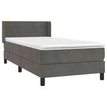 vidaXL Boxspringbett Mit Matratze, Dunkelgrau, 90x190 Cm, Samt - Grey - View 3
