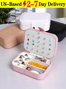 [US-Based Shipping]Travel Pu Leather Jewelry Box, Travel Jewelry Organizer, Multifunctional Waterproof Jewelry Box, Large Capacity Jewelry Box, Portable Jewelry Organizer, Pu Leather Ring Box, Hair Jewelry Organizer, Earring Organizer, Jewelry Organizer, Jewelry Organizer, Detachable Jewelry Organizer, Organizing Organizer, Jewelry Display Box, Travel Jewelry Box, Jewelry Organizer, Multi-Layer Jewelry Organizer, Makeup Brush Organizer, Jewelry Organizer, Cosmetic Organizer. Jewelry Tray, Jewelry Tray, Jewelry Display Rack, Suitable For Rings, Necklaces, Earrings, Brooches, Watches, Bracelets, Lipsticks, Eyeshadow Palettes, Contact Lenses, Bedroom Decorations And Outdoor Travel Must-Haves For Women And Girls, Double-Layer Portable Mini Travel Box, A Must-Have For The Beginning Of The School Season - Nhiều màu - Xem 3