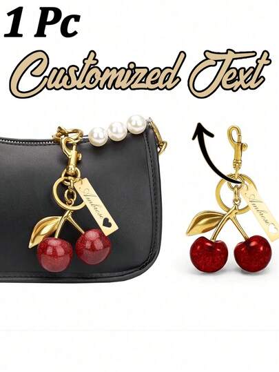 Personalized Name Tag Delicate Cherry Keychain, Cherry Keychain Bag Pendant, Women's Keychain, Silver/Gold Spring Clasp, Suitable For Decorating Wallets, Women's Bags, Car Keys, Perfect Gift For Friends, Family, Loved Ones, Also An Ideal Choice For Daily Necessities, Holiday Gifts, Birthday Gifts, Valentine's Day Gifts, Christmas Gifts, Autumn/Winter Gifts